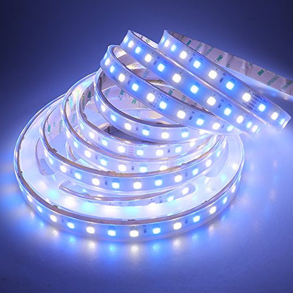 IP67 Waterproof RGB+Cold White LED Strip Lights 16.4ft 6000K-6500K DC 24V - RGBW