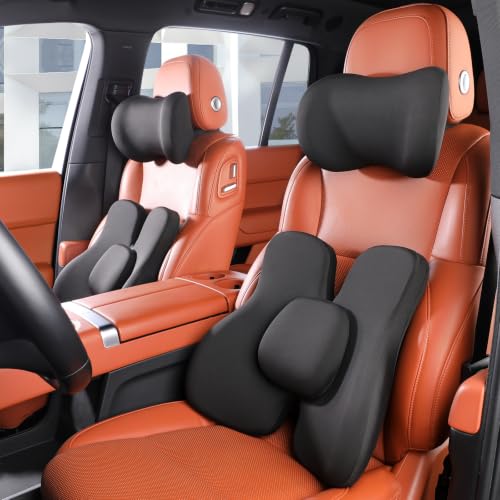 Memory Foam Lumbar and Neck Support Pillow Set for Car & Office Comfort