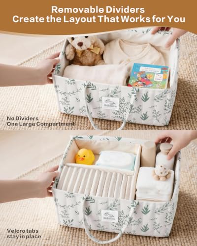 Diaper Caddy Organizer with Removable Dividers - Sage Sprigs Nursery Storage Basket