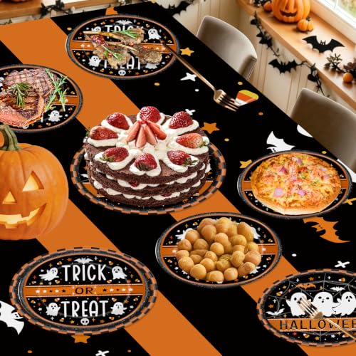 Halloween Ghost Paper Plates & Bowls Set - Disposable Tableware for Party, 50 Pieces