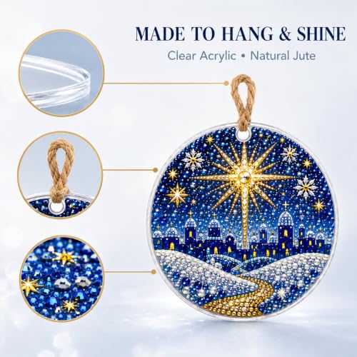 Nativity Christmas Ornaments DIY Diamond Art Set - 6pcs, Sparkling Holiday Decor