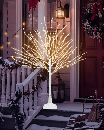 White Birch Tree with 432 LED Lights - 4 Ft Lighted Decor with 8 Modes & Timer
