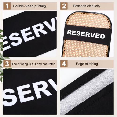 12 Pack Reserved Chair Bands - Stretch Seating Signs for Events & Weddings