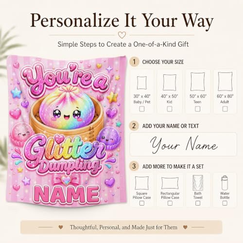 Pink Personalized Girls Dumpling Blanket - Custom Kids Throw