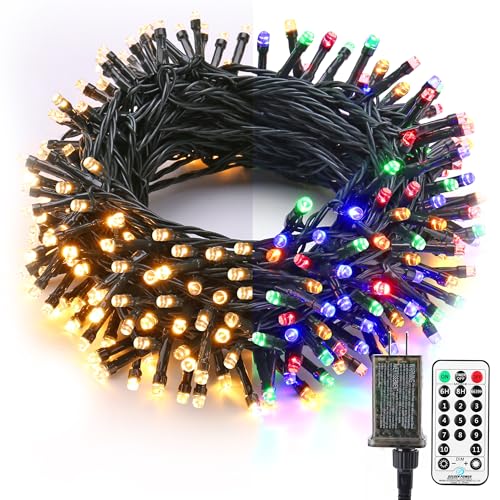 Christmas String Lights 33ft 100 LED Color Changing with Remote - Warm White & Multicolor