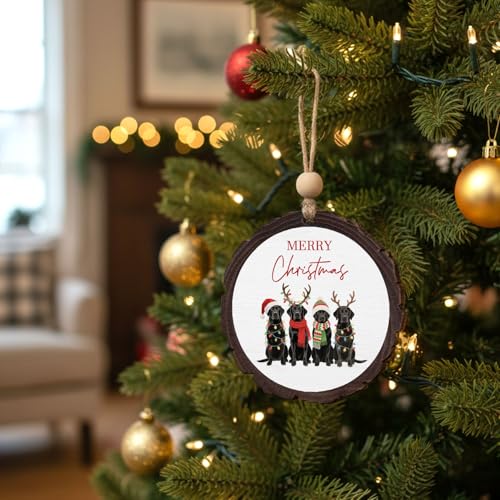 Black Lab Wooden Christmas Ornament - Dog Lover Holiday Decor - Black Lab Variation