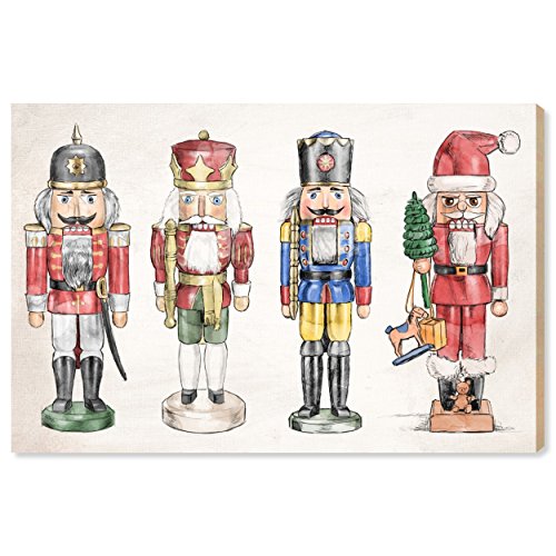 Nutcrackers Wall Art Print - Contemporary Canvas Christmas Decor 30x20 inches - Ready to Hang