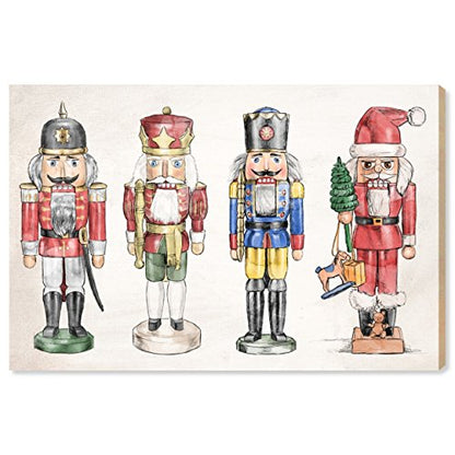 Nutcrackers Wall Art Print - Contemporary Canvas Christmas Decor 30x20 inches - Ready to Hang