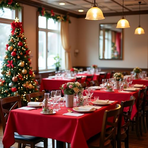Christmas Red Square Tablecloth 85x85 Inch Fabric - Sancua