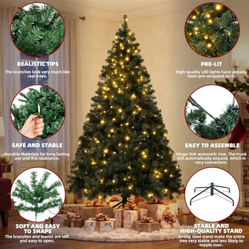 4FT Prelit Christmas Artificial Tree with Warm White LED Lights - Holiday Decor