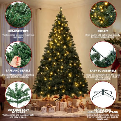 4FT Prelit Christmas Artificial Tree with Warm White LED Lights - Holiday Decor