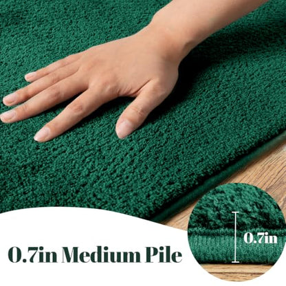 Dark Green 8x10 Rug for Living Room Non-Slip Soft Carpet with Memory Foam