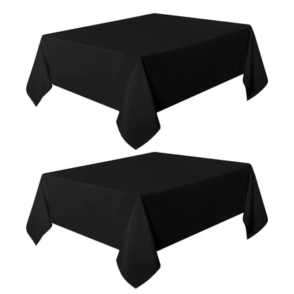 sancua 2 Pack Black Tablecloth 54 x 54 Inch, Stain and Wrinkle Resistant Square Table Cloth - Washable Polyester Table Cover for Dining Table, Buffet Parties and Camping