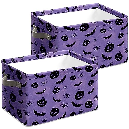 Andemie Halloween Bin Ghost Basket Large Foldable Storage Bin Cube Collapsible Organizer Trick or Treat Bags Candy Buckets for Halloween Parties