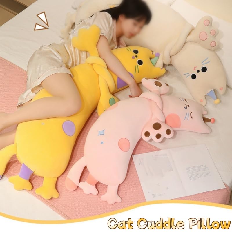 Yellow Long Cat Plush Hugging Pillow for Adults - 51in