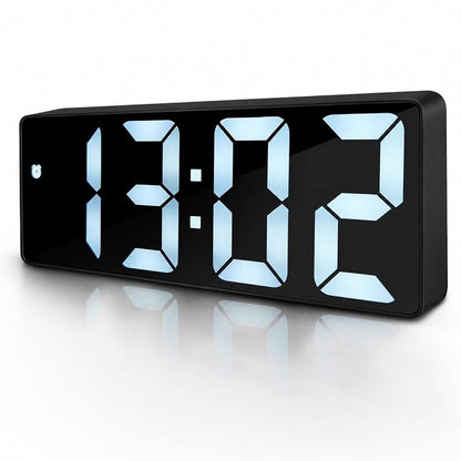 Digital Mini Clock LED Display Black With White Digits