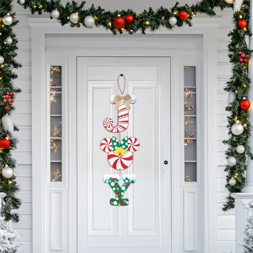 Christmas Joy Door Sign Decorations Wooden Wall Hanging for Holiday Home & Porch