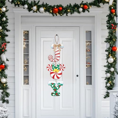 Christmas Joy Door Sign Decorations Wooden Wall Hanging for Holiday Home & Porch