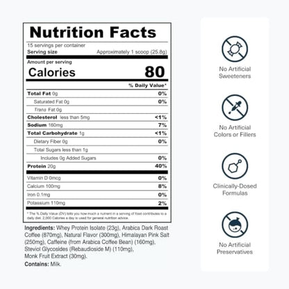 Protein Coffee Powder with Sweet Cream Cold Brew – 15 Servings, Caffeine & Protein Blend