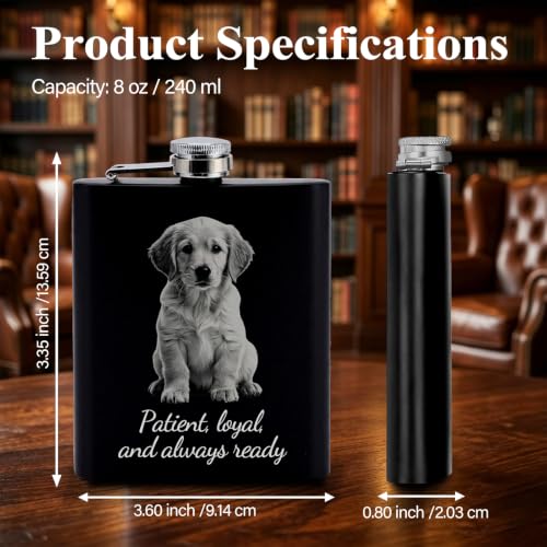 Personalized 8 oz Flask with Custom Photo Engraving - Double-Sided Stainless Steel, Leak-Proof Cap, Portable Gift