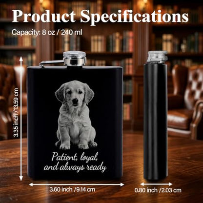 Personalized 8 oz Flask with Custom Photo Engraving - Double-Sided Stainless Steel, Leak-Proof Cap, Portable Gift