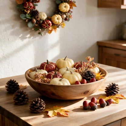 23 Pcs Fall Fake Pumpkins Set with Acorns Pine Cones Berries Maple Leaves for Thanksgiving Decor