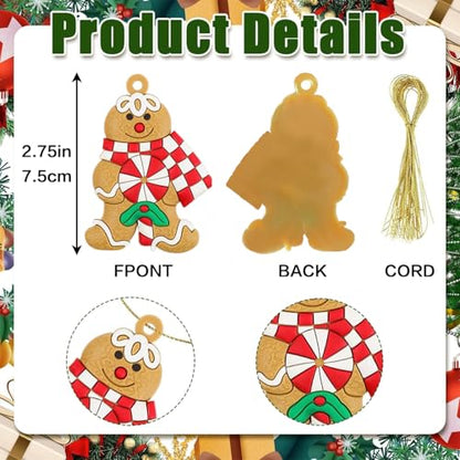 Gingerbread Man Christmas Ornaments Set - 12 Plastic Holiday Decorations