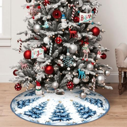 Blue Christmas Tree Skirt 48 Inch for Holiday Tree Decorations - Variation: Blue / 48in