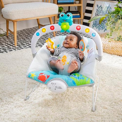 Baby Einstein Ocean Explorers Musical Bouncer Infant Seat, Kick to It Neptune, Unisex, for Ages 0-6 Months up to 20 lbs