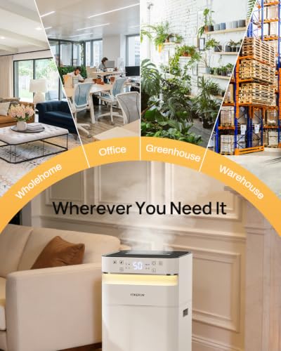 YOKEKON Large Room Humidifier 5.8Gal/22L with Cool Mist & Flame Light - White