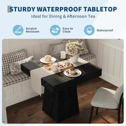Black Small Farmhouse Dining Table with Drawers - 31.5 Inch Kitchen Table