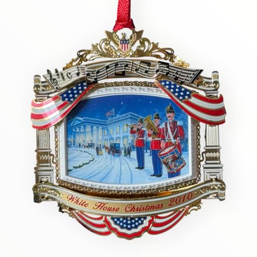 2010 White House Christmas Ornament US Marine Band Gold Finish - Patriotic Decor