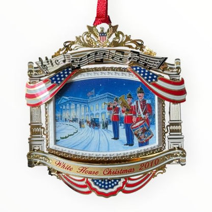 2010 White House Christmas Ornament US Marine Band Gold Finish - Patriotic Decor