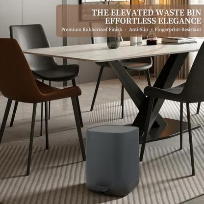 Matte Gray Bathroom Accessories Set - 6 Pieces with Trash Can, Soap Dispenser & More - Variation of Gray3 / 6PC Bath Set