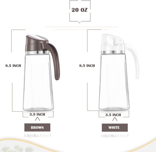 Marbrasse Oil Dispenser - 20 OZ Leakproof Glass Bottle with Auto Flip Cap | Olive Oil Container (White)