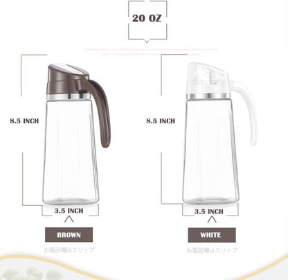 Marbrasse Oil Dispenser - 20 OZ Leakproof Glass Bottle with Auto Flip Cap | Olive Oil Container (White)