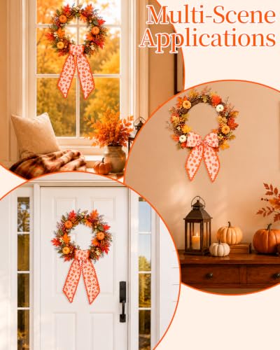 Autumn Wreath Sash Set for Front Door - Fall Decor, 2-Pack