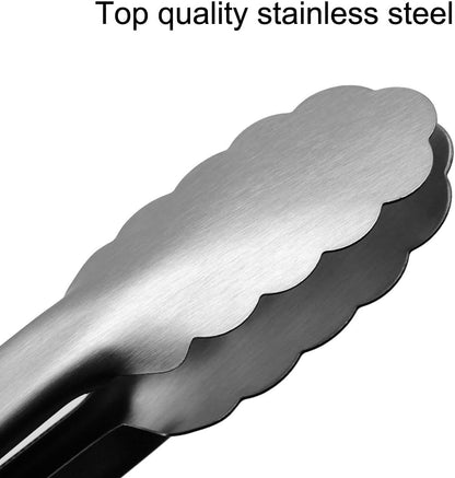 Skiennix 9-Inch Stainless Steel Kitchen Tongs - Locking Design with Non-Slip Grip