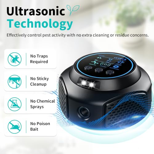 Black Ultrasonic Pest Repeller - 1 Pack Mouse Squirrel Ant Roach Spider