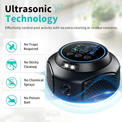 Black Ultrasonic Pest Repeller - 1 Pack Mouse Squirrel Ant Roach Spider