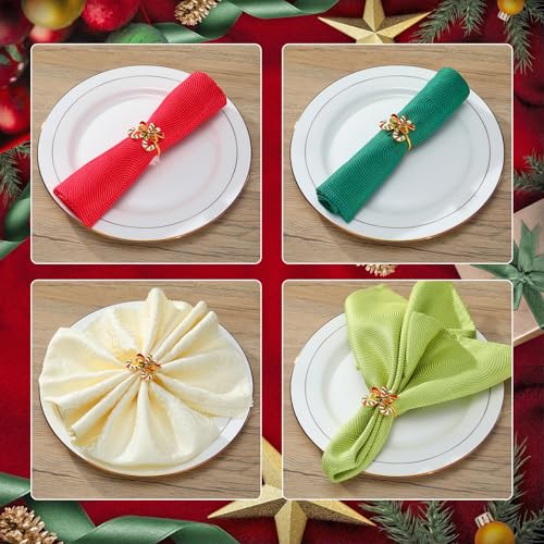 Christmas Candy Napkin Rings Set of 12 - Holiday Metal Table Decor with Crutch Variation