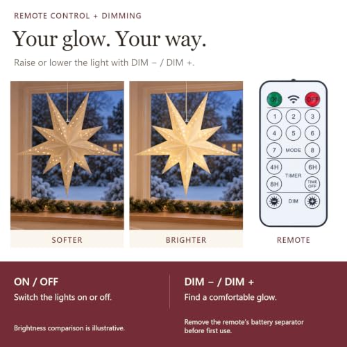 Paper Star Lantern 2 Pack - Hanging Christmas & Holiday Decor Lights