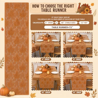 Maple Leaf Faux Fur Table Runner 13x72 Inch Fall Thanksgiving Decor - QueenDream