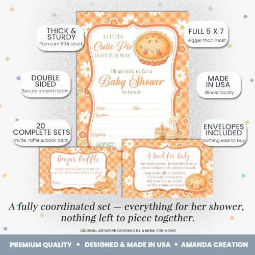 Autumn Cutie Pie Baby Shower Invitations Bundle - Fall Theme, 20 Sets