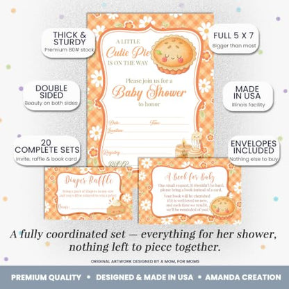 Autumn Cutie Pie Baby Shower Invitations Bundle - Fall Theme, 20 Sets