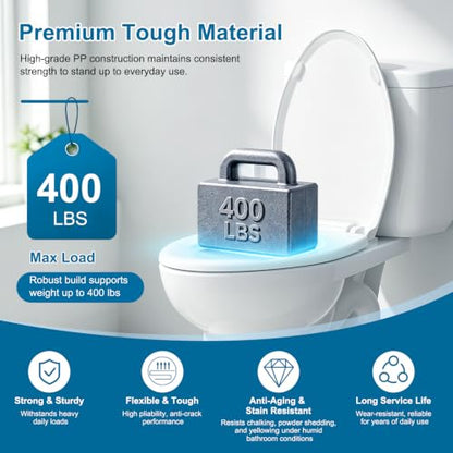 Elongated Toilet Seat with Cover Quiet Close - Heavy Duty, Soft Close, Easy Install