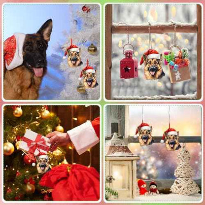 D24TIME German Shepherd Christmas Ornament - Acrylic German Shepherd Ornament for Christmas Tree Decorations Xmas Gifts for Kids Women Dog Lovers Car Home Office Hanging Decor
