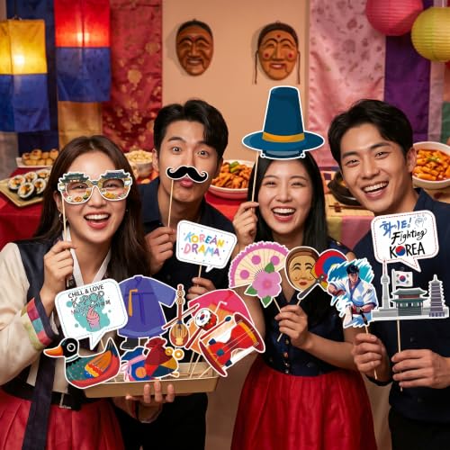 South Korea Photo Booth Props Decorations - Reusable Party Supplies