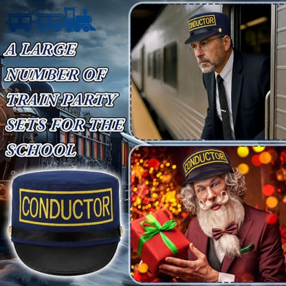 Navy Blue Christmas Train Conductor Hat Adult Costume - Variation of THIS listing