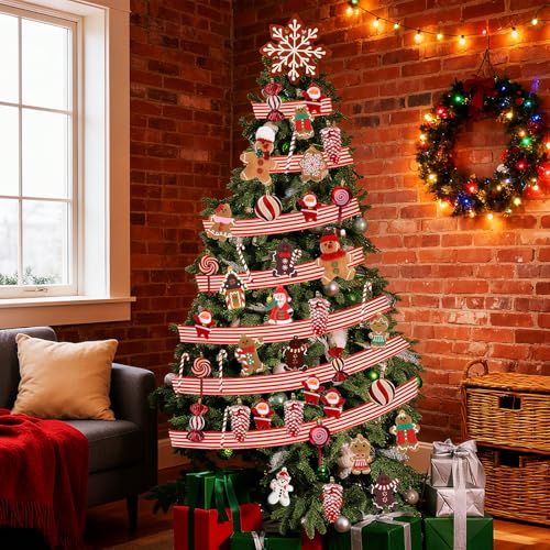 Gingerbread Ornaments Set - 43 Pcs with Santa, Candy & Snowflakes (Variation: Gingerbread Snowflakes)